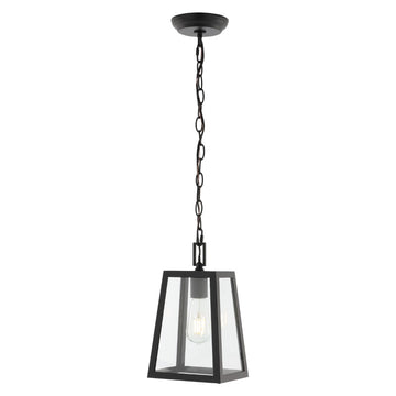 Glendale 6.75" Farmhouse Industrial Iron/Glass Outdoor LED Pendant - JONATHAN Y